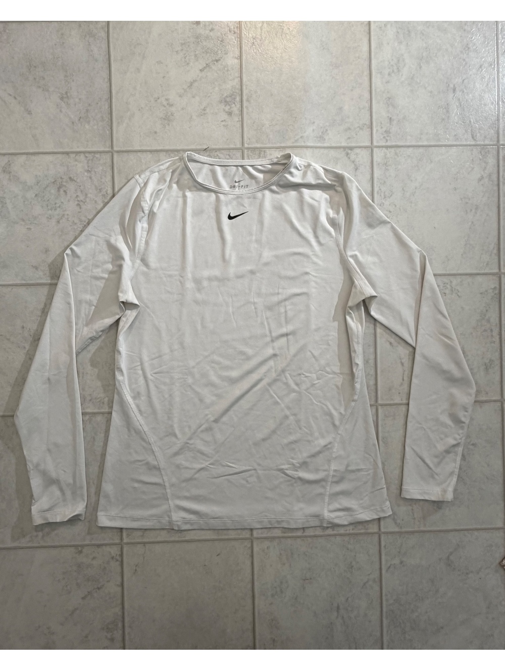 Nike Dri Fit white long sleeve athletic shirt size L